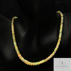 Natural Ethiopian Opal Beads Necklace, 3.5-7.5mm Ethiopian Opal Smooth Rondelle Necklace, Opal Beaded Necklace, Gemstone Beads Necklace,Gift