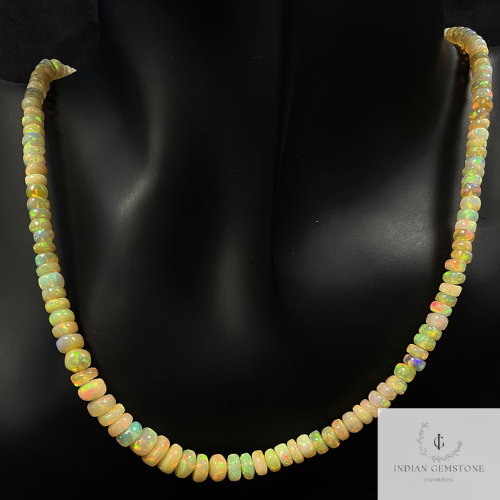 Natural Ethiopian Opal Beads Necklace, 3.5-7.5mm Ethiopian Opal Smooth Rondelle Necklace, Opal Beaded Necklace, Gemstone Beads Necklace,Gift