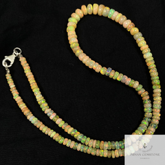 Natural Ethiopian Opal Beads Necklace, 3.5-7.5mm Ethiopian Opal Smooth Rondelle Necklace, Opal Beaded Necklace, Gemstone Beads Necklace,Gift