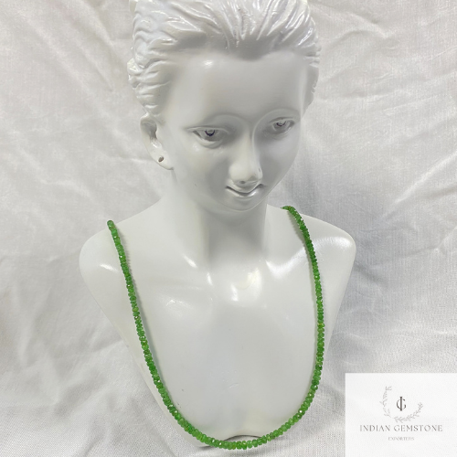 Natural Sapphire Beads Necklace, 925 Silver Necklace, Green Sapphire Faceted Beads Necklace, Single Strand Bead Necklace, Beaded Necklace