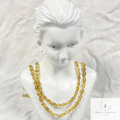 Genuine Citrine Beaded Necklace, November Birthstone Necklace, Empath Protection Crystal Jewelry, Statement Handmade Gemstone Beads Jewelry