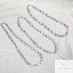 Natural Pink Amethyst Faceted Beads Necklace, 925 Silver Necklace, Amethyst Gemstone Beads Necklace, Designer Beaded Line Necklace, Gifts