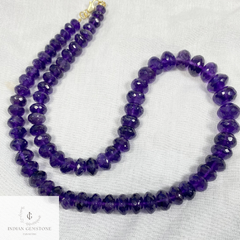 Natural Purple Amethyst Beaded Necklace, 925 Silver Necklace, 6.5- 12.5 MM Faceted Rondelle Beads Necklace, Gemstone Jewelry, Christmas gift