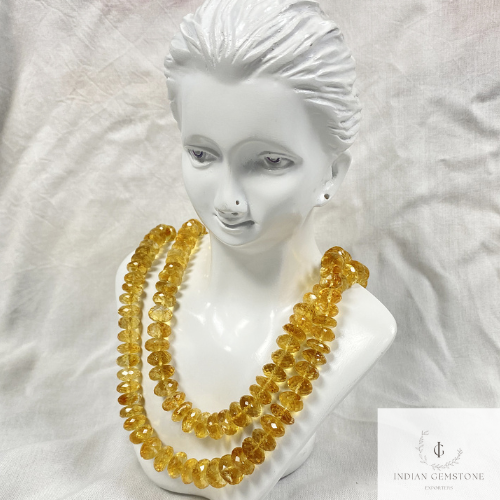 Natural Citrine Faceted Beads Necklace,925 Silver Necklace,7.5-12 MM Citrine Rondelle Beads Line, Gemstone Beaded Necklace,Layering Necklace