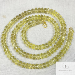 Natural Yellow Lemon Topaz Gemstone Beads Necklace, 925 Silver Necklace, Rondelle Beaded Necklace, 6.5-8.5 MM Gemstone Faceted Necklace,Gift