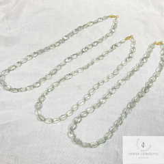 Natural Green Amethyst Faceted Oval Necklace,925 Silver Necklace, Gemstone Beaded Necklace, Beautiful Dainty Choker Necklace, Christmas Gift