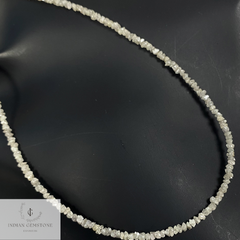 Natural White Uncut Diamond Beaded Necklace, 925 Silver Necklace, Rough Diamond Nuggets, White Diamond Uncut Beads, Diamond Beaded Strand