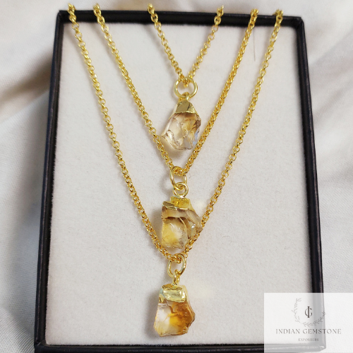 Natural Rough Citrine Gemstone Jewelry, Healing Crystal Necklace, Birthstone Raw Citrine Charm Necklace,Gemstone Pendant, Meditation Necklace