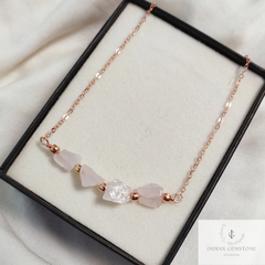 Natural Rose Quartz Necklace, Rose Gold Plated Necklace, Crystal Choker Necklace, Positive Energy Jewelry, Gemstone Necklace, Boho Jewelry