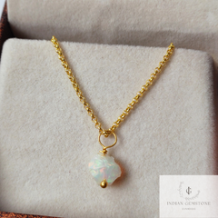 Raw Ethiopian Opal Necklace Pendant October Birthstone Chakra Healing Crystals Handmade Dainty Minimalist Women Jewelry Mothers Day Gifts