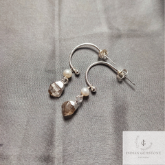 Rough Herkimer Earrings, Electroplated Earrings, Healing Crystal Earrings, Silver Plated Earrings, Raw Gemstone Earrings, Boho Gift For Her