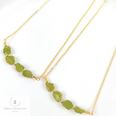 Natural Raw Peridot Necklace, Gold Plated Necklace, Dainty Peridot Necklace, Crystal Necklace, Raw Gemstone Pendant, August Birthstone Gift