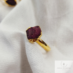 Raw Ruby Ring, 14K Gold Plated Ring, Ruby Rough Ring, July Birthstone Ring, Raw Stone Ring, Minimalist Ring, Midi Ring, Personalized Gift