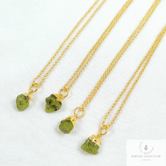 Natural Raw Peridot Necklace, Gold Plated Peridot Necklace, Peridot Jewelry, Birthstone Necklace, Raw Stone Necklace, Beautiful Necklace