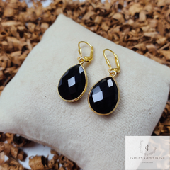 Black Onyx Teardrop Earrings, Gemstone Earrings, Bridesmaid Earrings, Bridal Earrings, Gift for her
