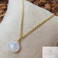 Rainbow Moonstone Gold Plated Wire Wrapped Heart Pendant Necklace, Gemstone Pendant, Handmade Necklace, Dainty Jewelry, Gift For Daughter