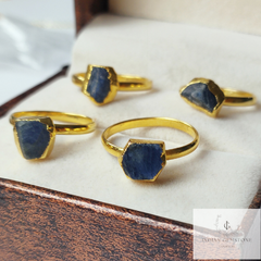 Natural Sapphire Ring, 14K Gold Plated Ring, Electroplated Ring, Raw Sapphire Ring, Statement Ring, Unique Ring, Dainty Ring, Gift For Women